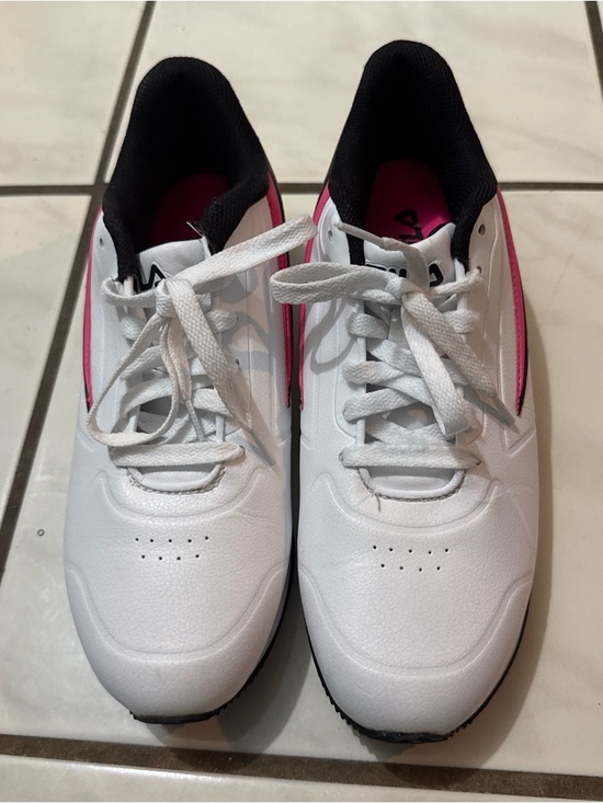 Fila Shoes - Fila White Athletic Sneakers with Pink Accents